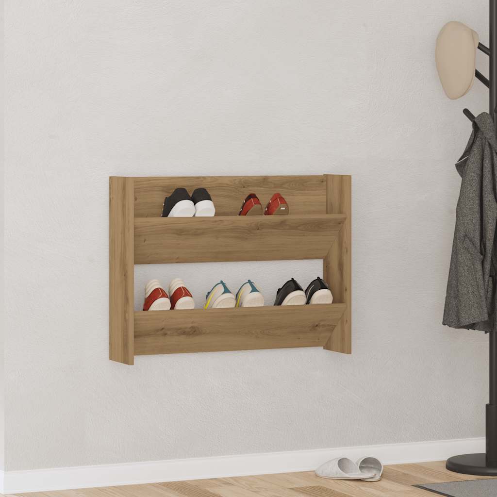 Gabinete de zapatos de pared Vidaxl 80x18x60 cm Color de roble artesanal procesado