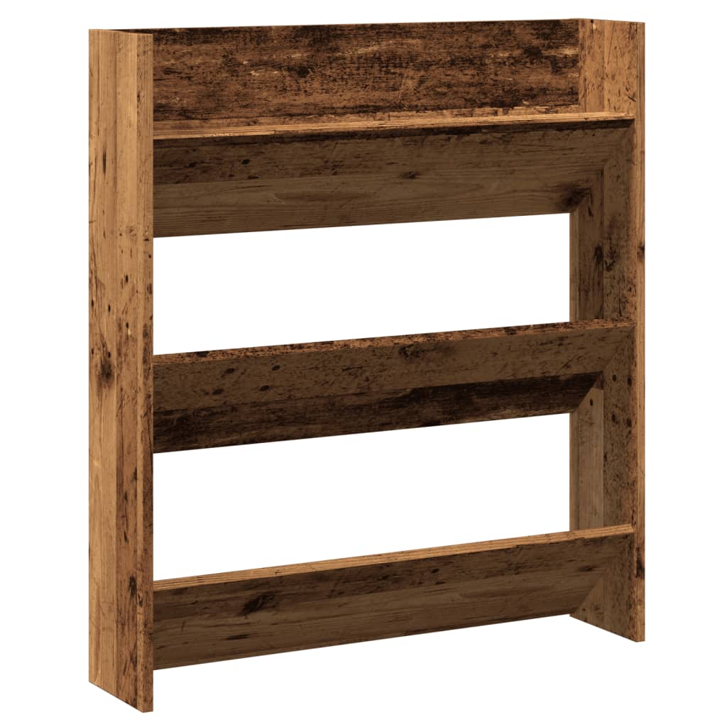 Gabinete de zapato de pared de Vidaxl 80x18x90 cm de madera propiedad de madera antigua coloreada
