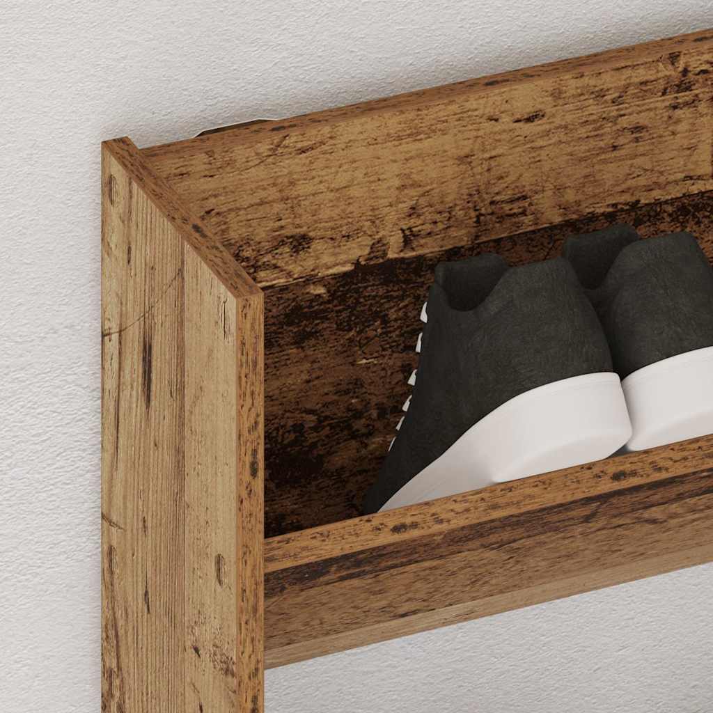 Gabinete de zapato de pared de Vidaxl 80x18x90 cm de madera propiedad de madera antigua coloreada