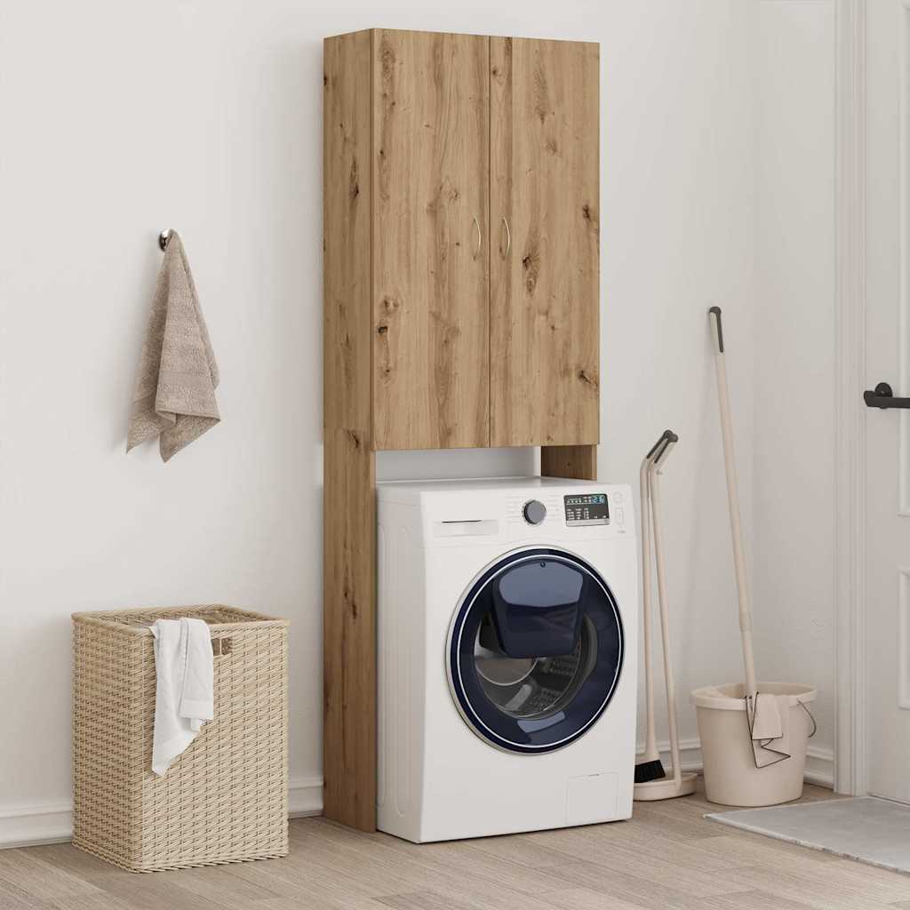 Vidaxl wasmachinekast 64x25,5x190 cm artisanaal eikenkleur