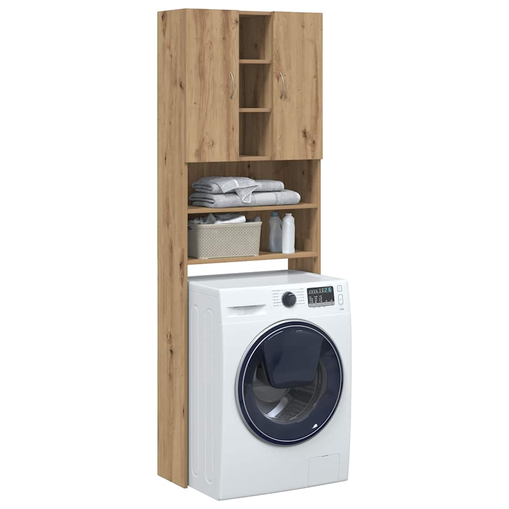Gabinete de lavadora Vidaxl 64x25.5x190 cm Color de roble artesanal