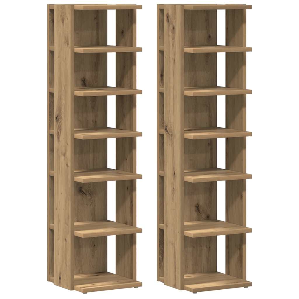 Gabinetes de zapatos Vidaxl 2 ST 28x27x102 CM Oak artesanal de madera procesada