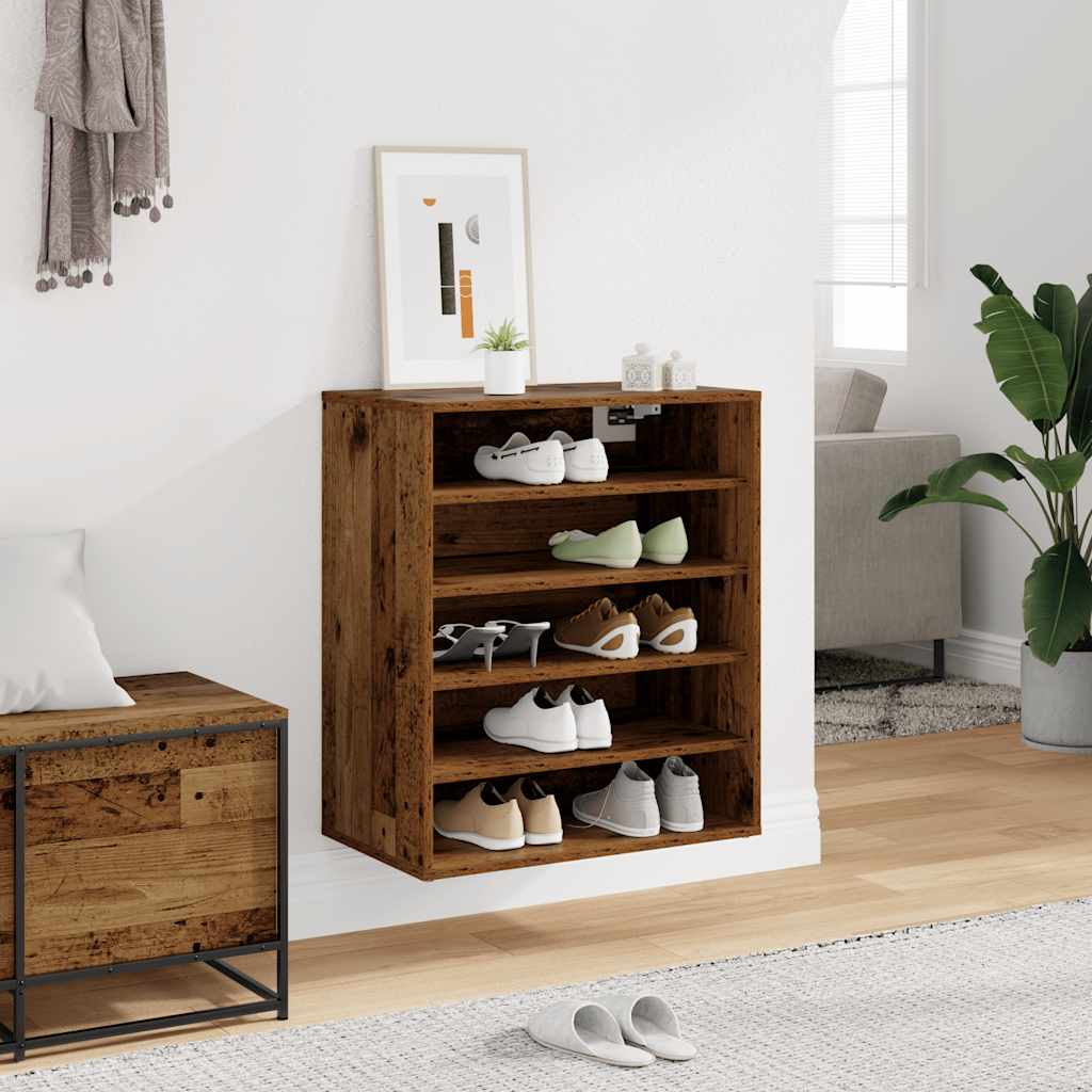 Gabinete de zapatos Vidaxl 60x35x70 cm de madera procesada de madera vieja