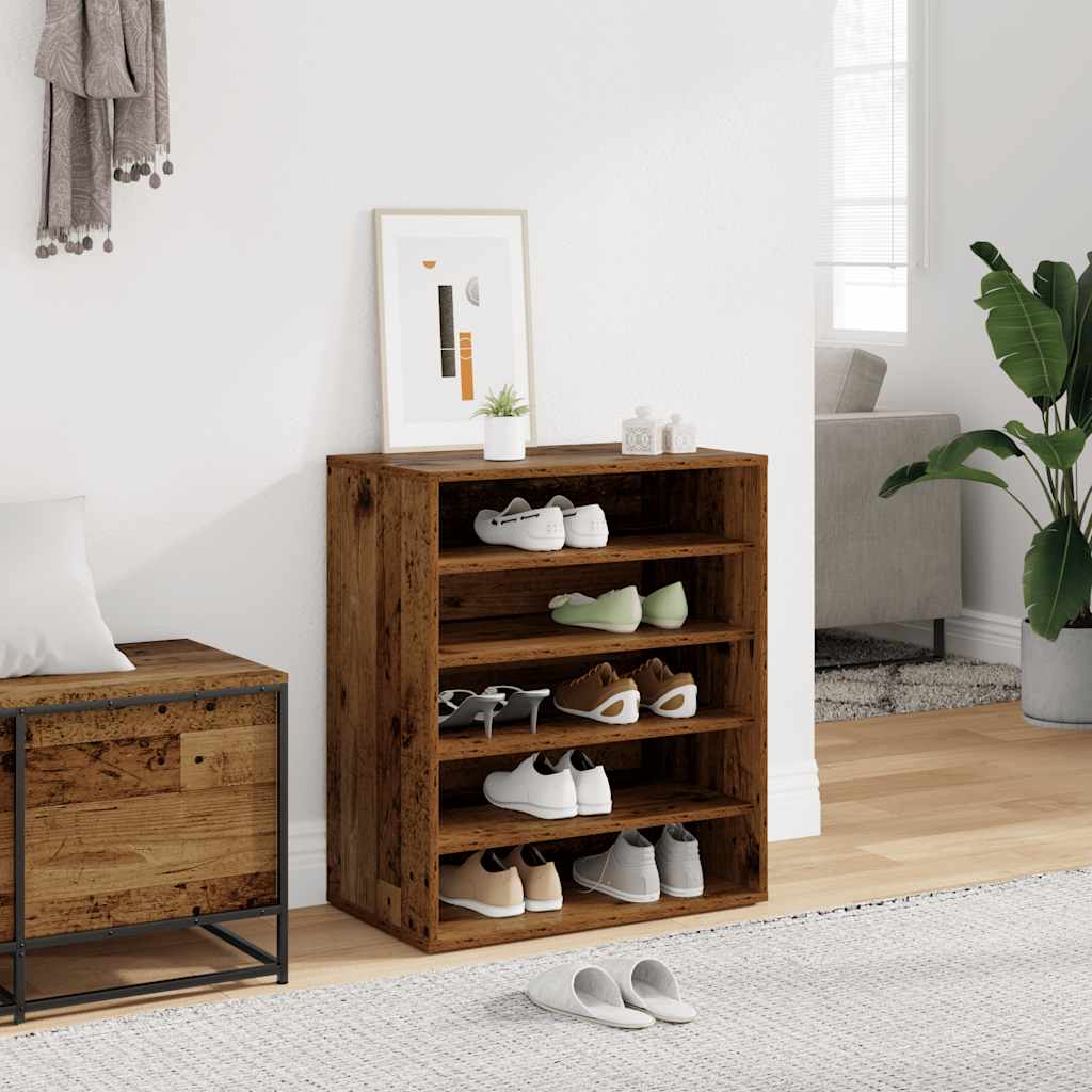Gabinete de zapatos Vidaxl 60x35x70 cm de madera procesada de madera vieja