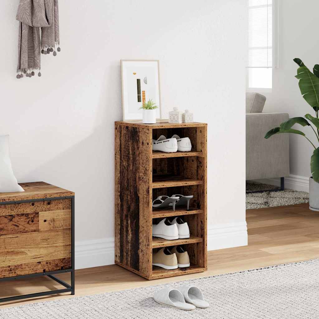 Gabinete de zapatos Vidaxl 32x35x70 cm de madera procesada de madera vieja