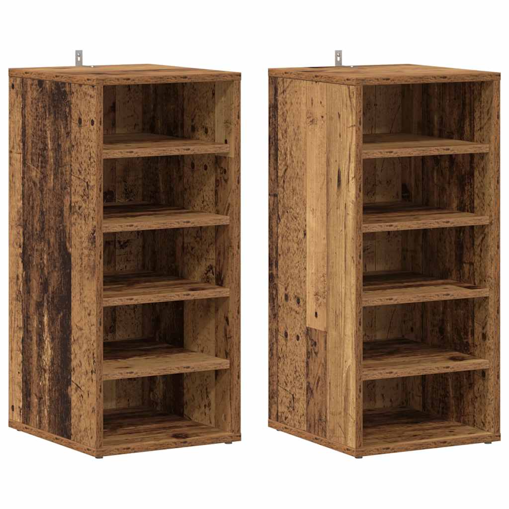 Gabinetes de zapatos Vidaxl 2 PCS 32x35x70 cm de madera procesada de madera vieja