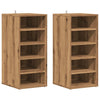 Vidaxl schoenenkasten 2 st 32x35x70 cm bewerkt hout artisanaal eiken