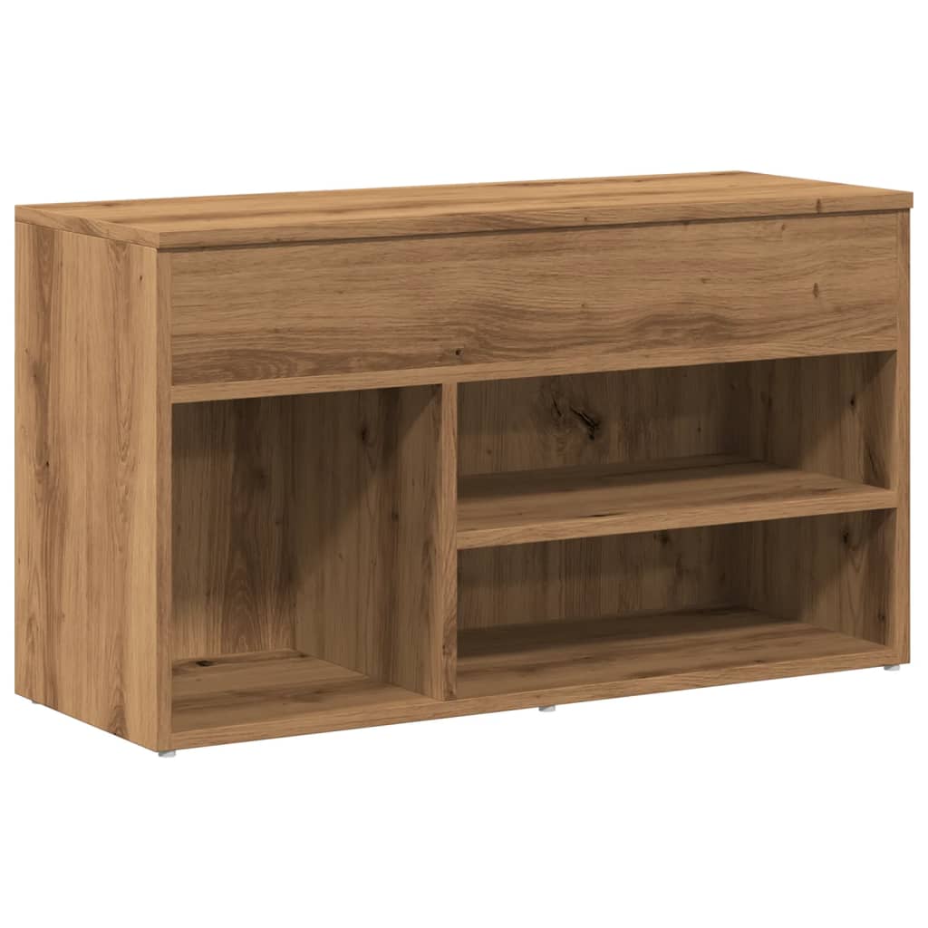 Banco zapatero VidaXL 80x30x45 cm madera artesanal color roble artesanal