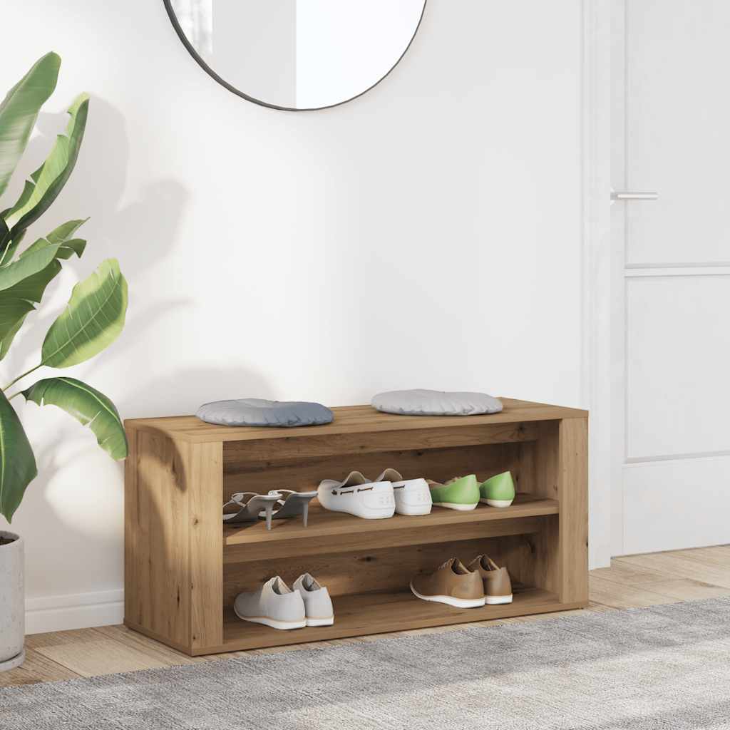 Vidaxl schoenenbankje 100x35x45 cm bewerkt hout artisanaal eikenkleur