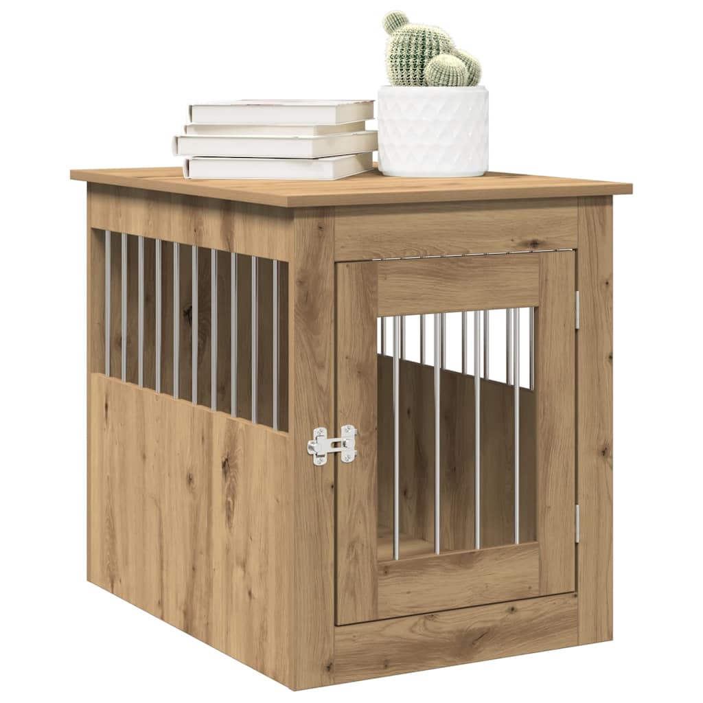 Vidaxl Hondenbench 55x75x65 cm de roble artesanal procesado