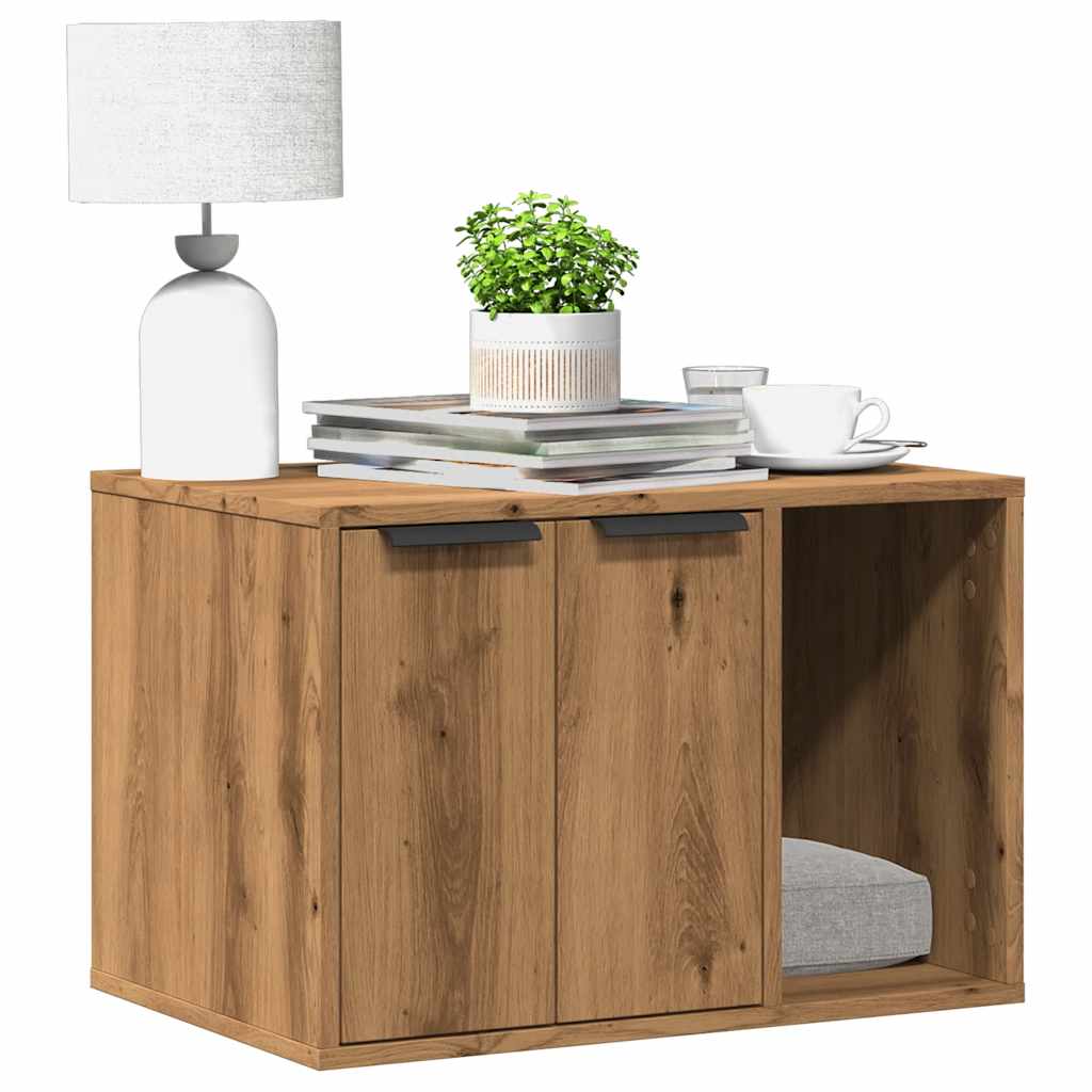 Vidaxl kattenbakkast 60x40x40 cm bewerkt hout artisanaal eikenkleurig