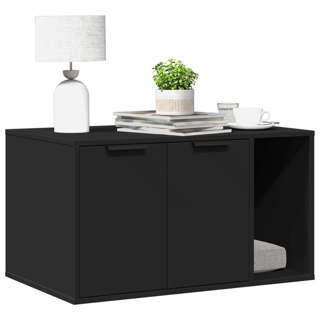 Lettiera per gatti VidaXL 80x50x45 cm rifinita in legno nero