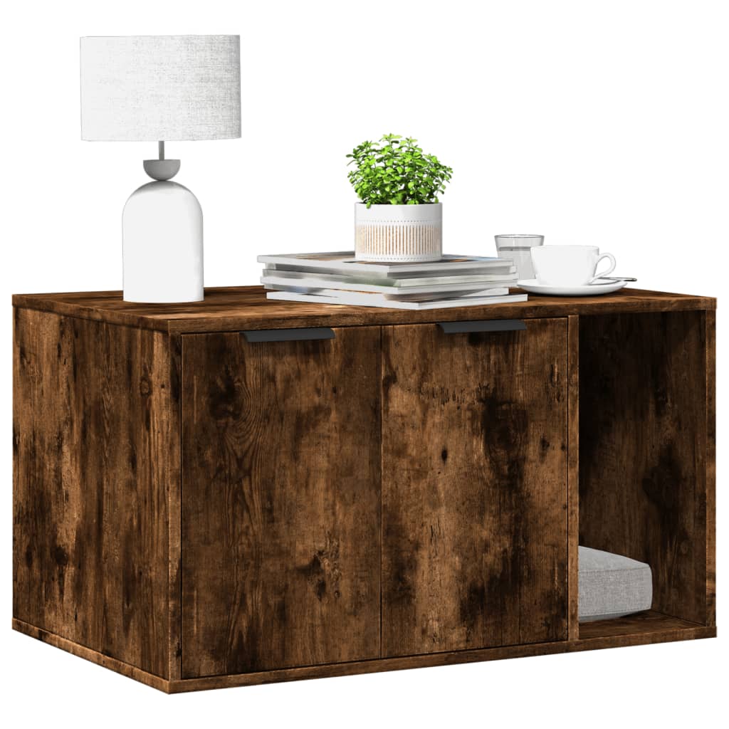 Vidaxl kattenbakkast 80x50x45 cm bewerkt hout gerookt eikenkleurig