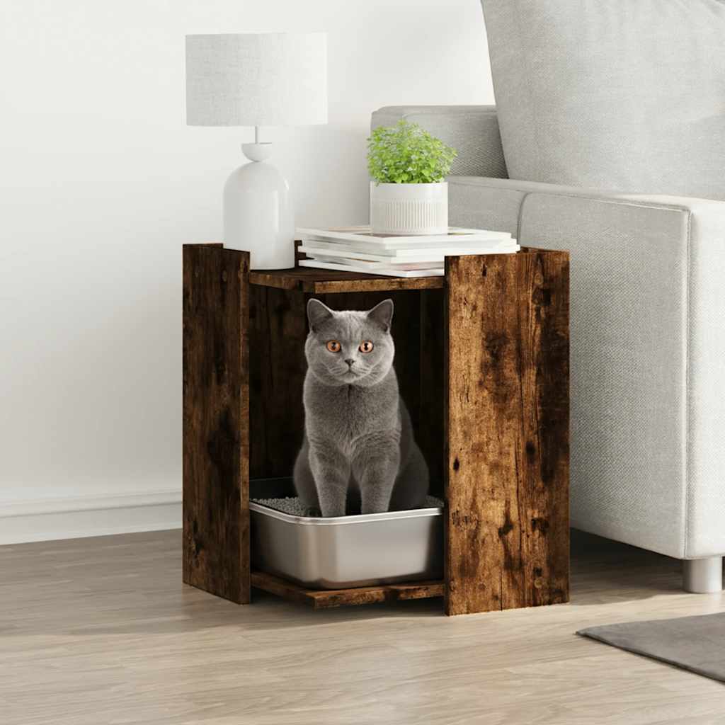 Vidaxl Cattenbakkast 42x42x51 cm de madera procesada de roble ahumado