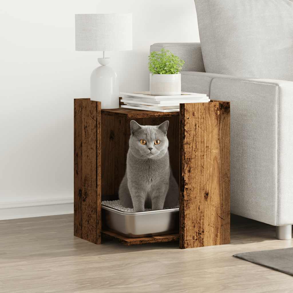 Vidaxl Kattenbakkast 42x42x51 cm de madera procesada de madera vieja