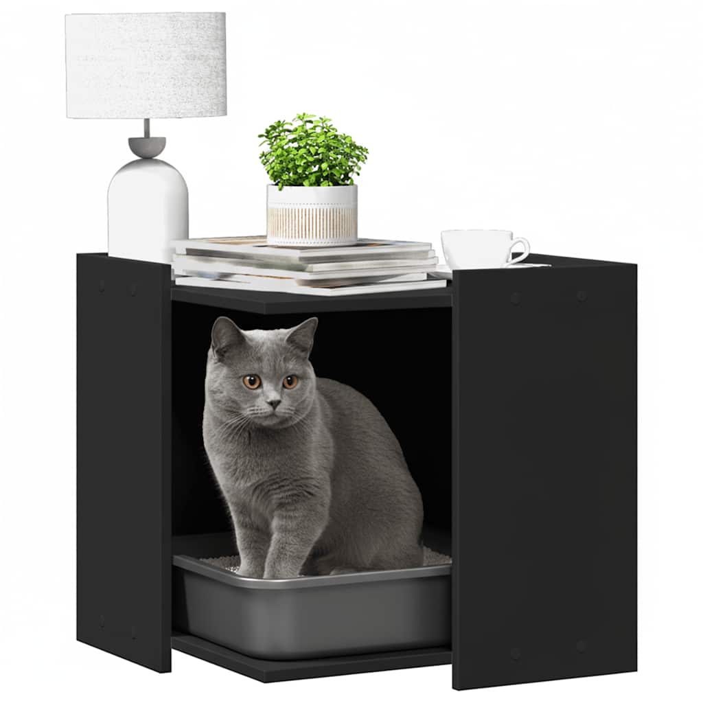 Vidaxl Kattenbakkast 53x53x51 cm de madera procesada negra