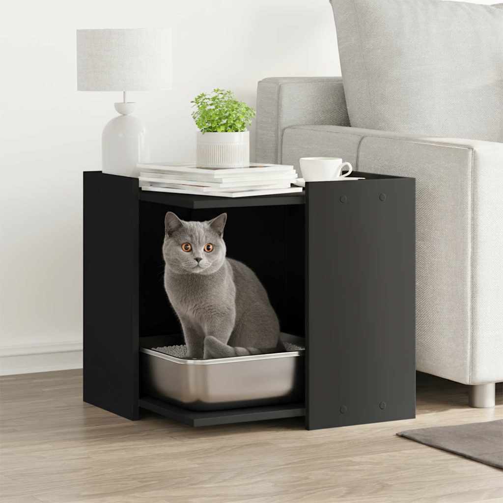 Vidaxl Kattenbakkast 53x53x51 cm de madera procesada negra