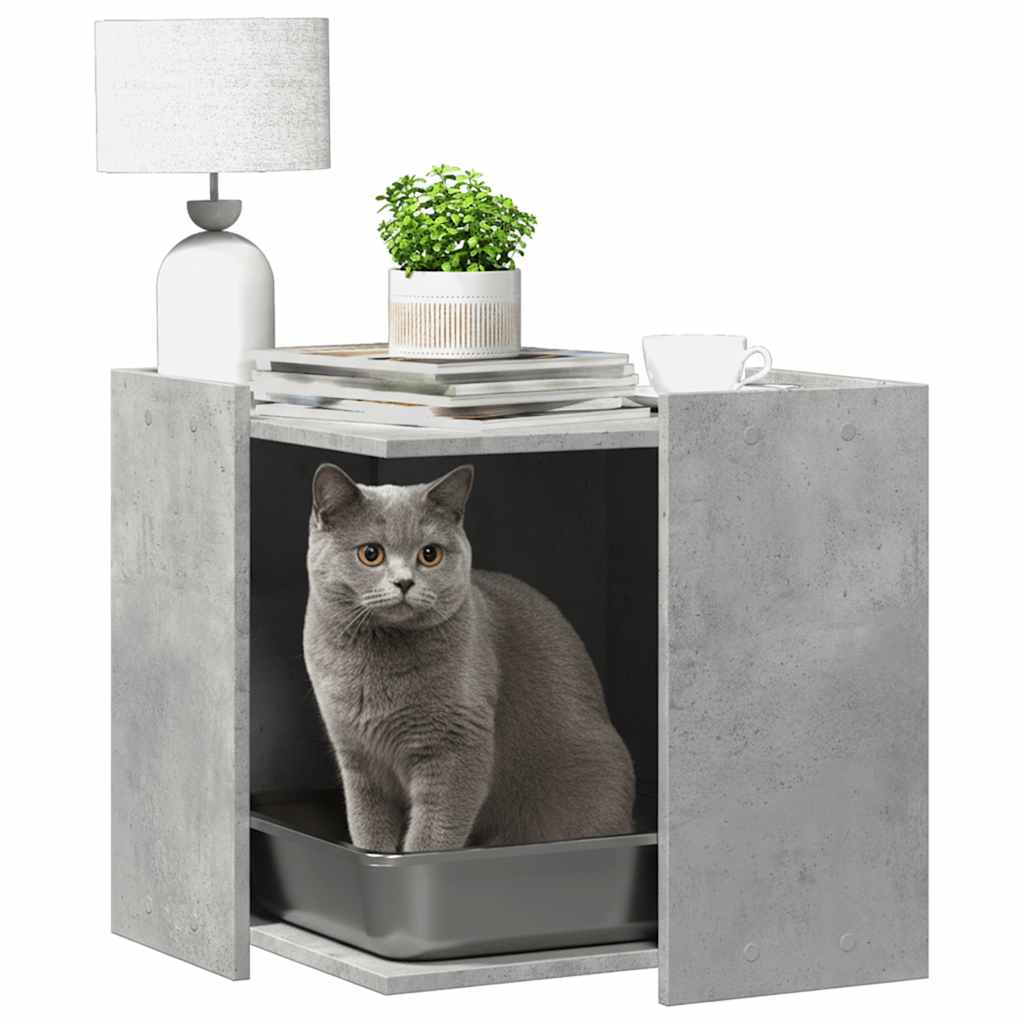 Vidaxl Kattenbakkast 53x53x51 cm de madera procesada betongrijs
