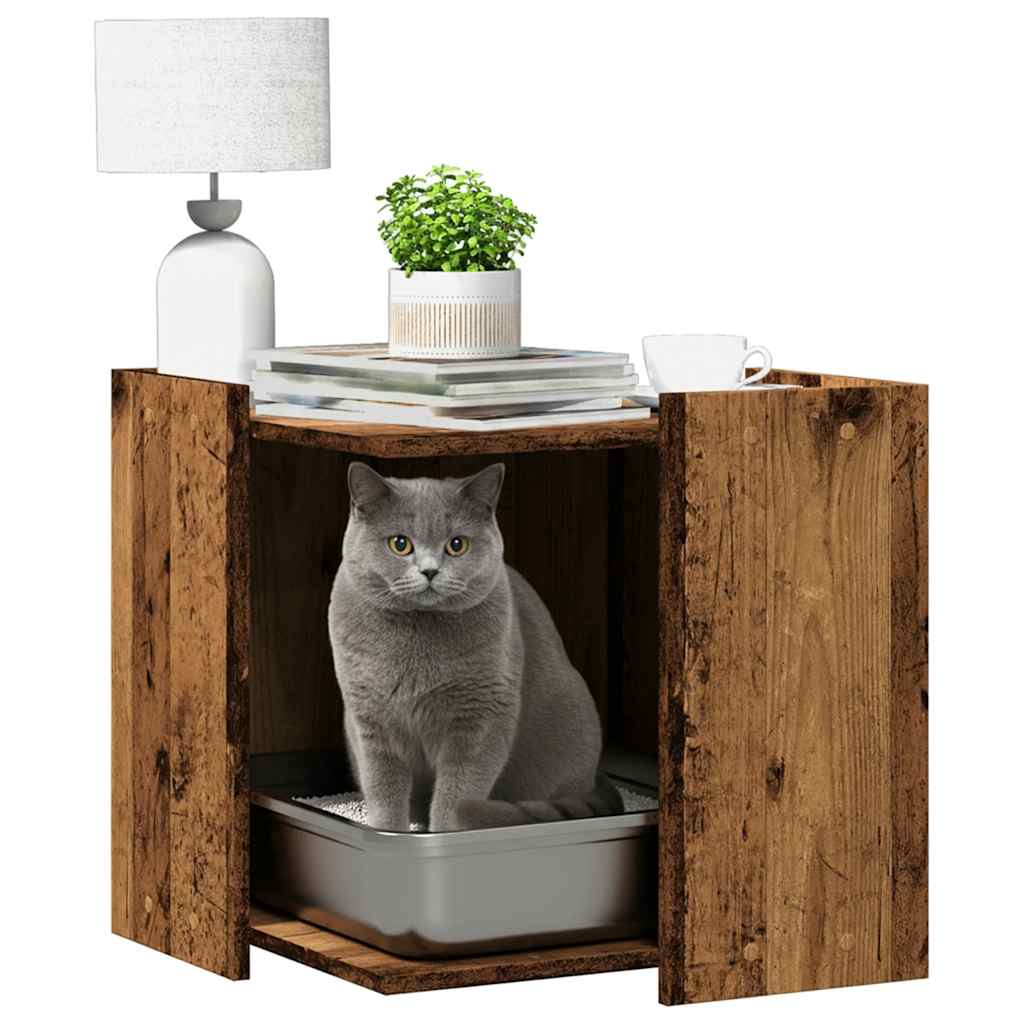 Vidaxl Kattenbakkast 53x53x51 cm de madera procesada de madera vieja