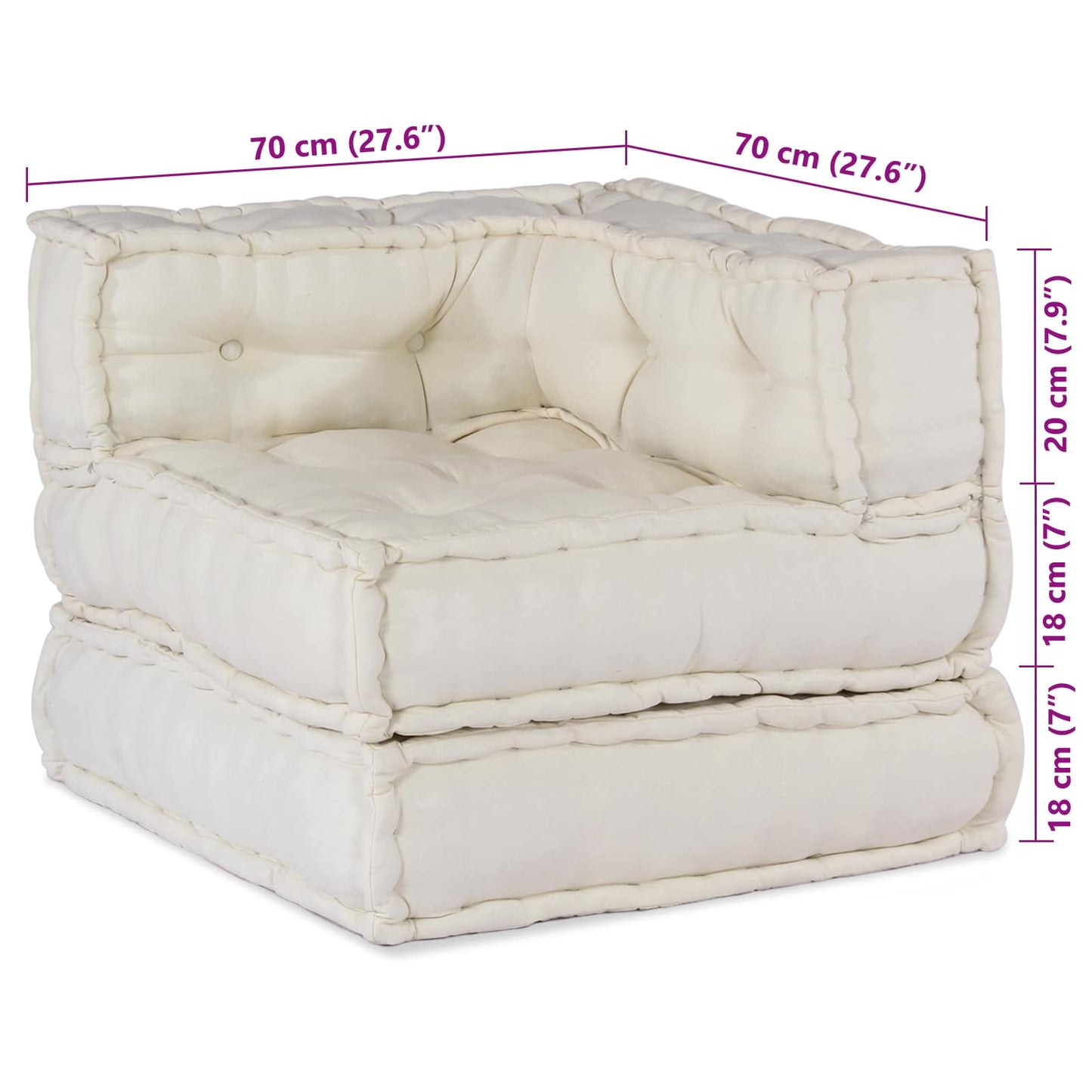 Vidaxl modulair bank 2 pcs crème 140 x 70 x 56 cm stof