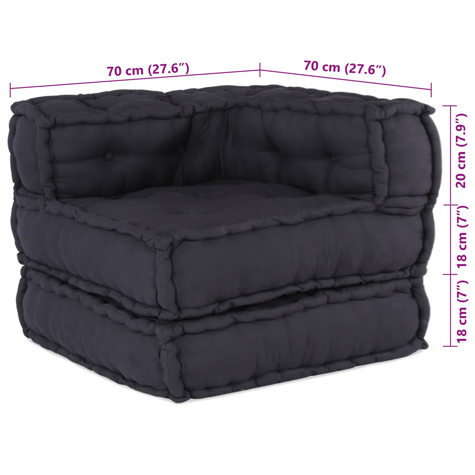 Divano componibile Vidaxl 2 pz tessuto antracite 140 x 70 x 56 cm