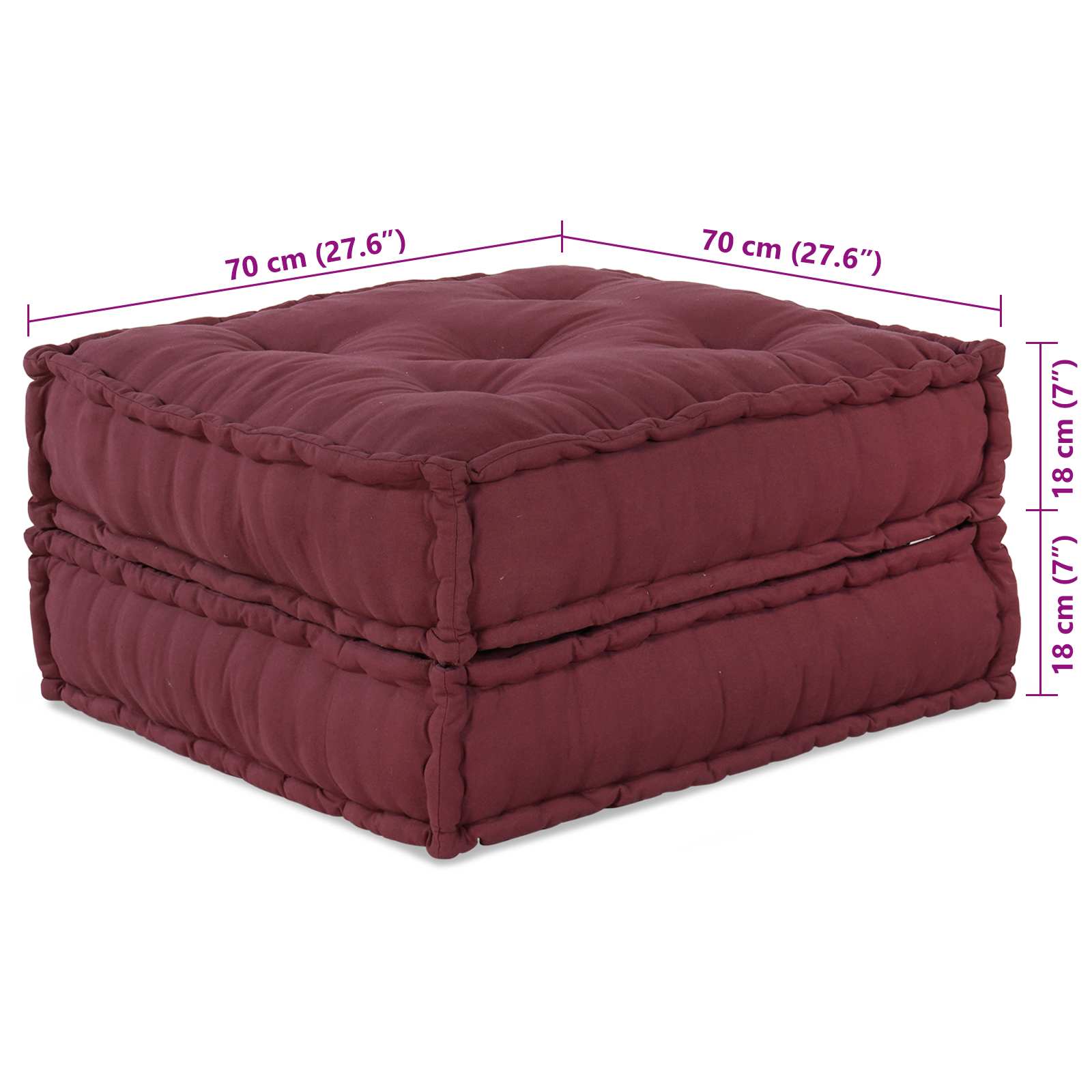 Divano componibile VidaXL 2 pezzi bordeaux 140 x 70 x 36 cm in tessuto