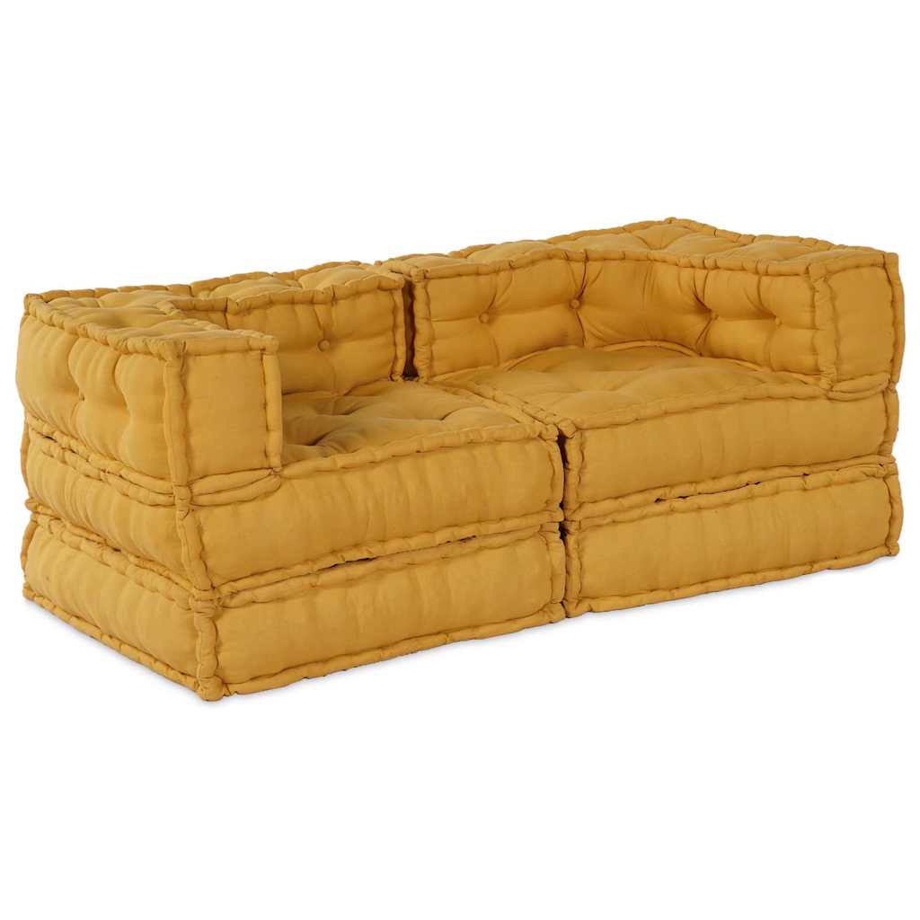Divano componibile Vidaxl 2 pz tessuto giallo 140 x 70 x 56 cm