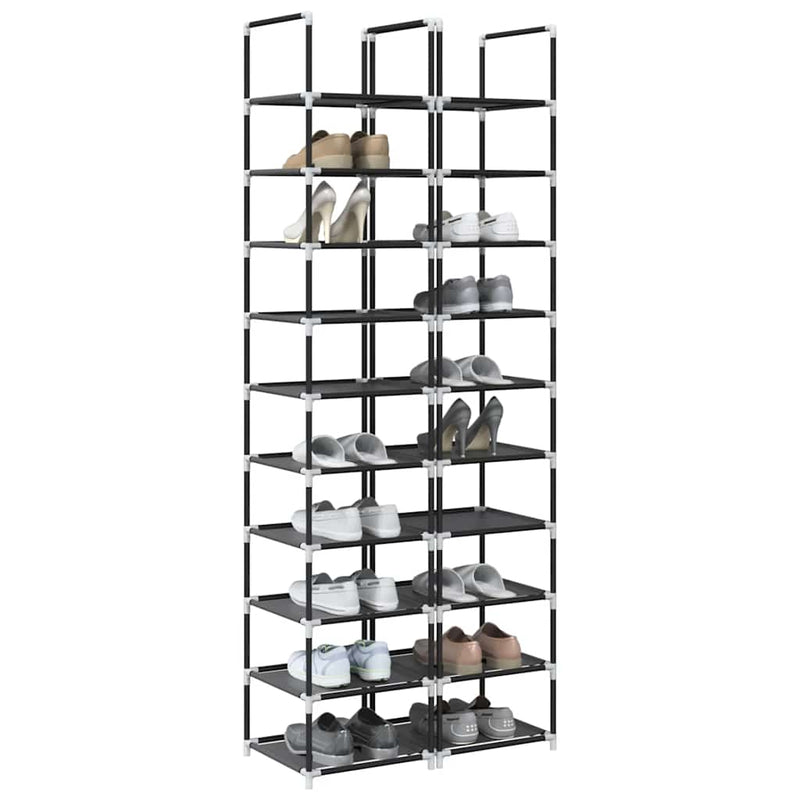 VidaXL zapateros 2 piezas 33x33x174 cm no tejido 10 capas negro