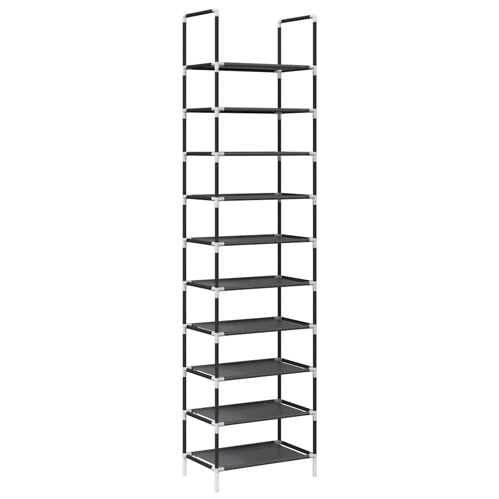 Scarpiera VidaXL 10 strati 44x28x180 cm in tessuto non tessuto nero