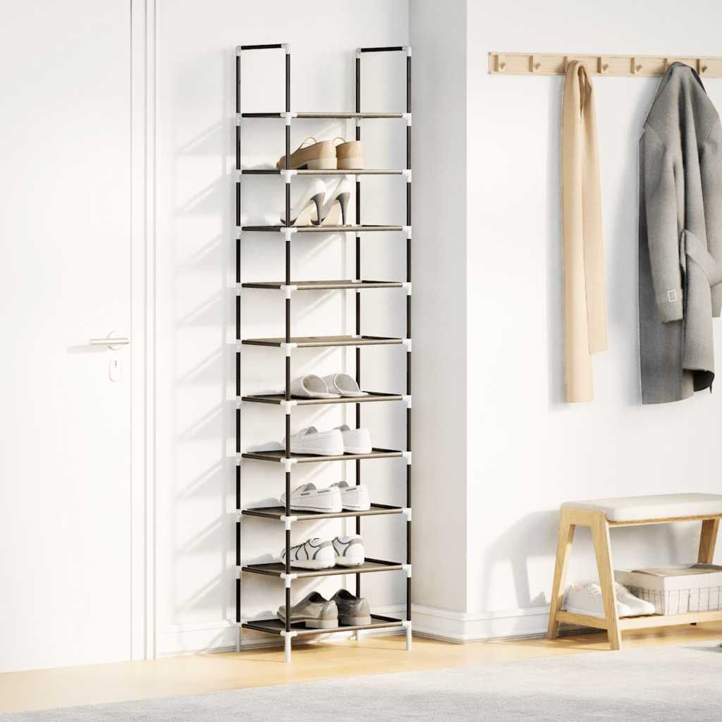 Scarpiera VidaXL 10 strati 44x28x180 cm in tessuto non tessuto nero