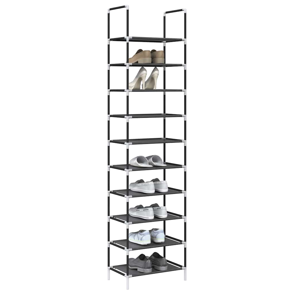 Scarpiera VidaXL 10 strati 44x28x180 cm in tessuto non tessuto nero