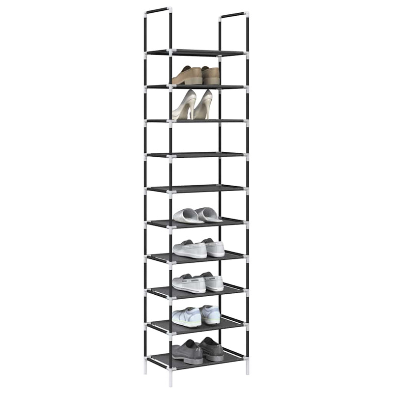 VidaXL zapatero 10 capas 44x28x180 cm tejido no tejido negro