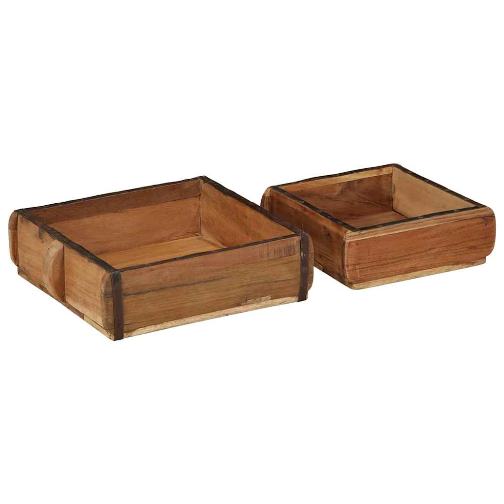 Vidaxxl bandeja 2 uds marrón 29 x 31 x 10 cm madera maciza reciclada
