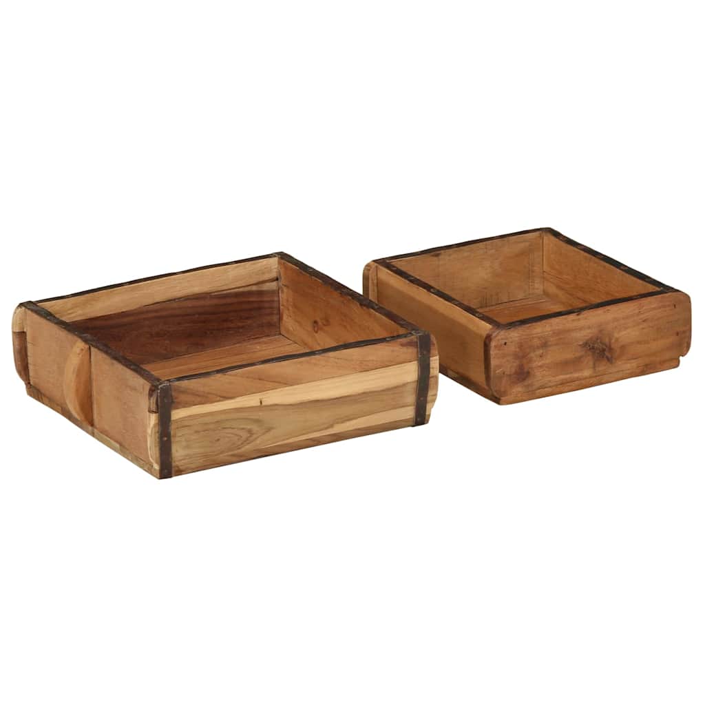 Vidaxxl bandeja 2 uds marrón 29 x 31 x 10 cm madera maciza reciclada