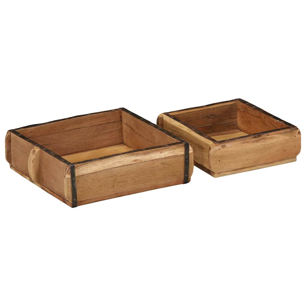 Vidaxxl bandeja 2 uds marrón 29 x 31 x 10 cm madera maciza reciclada