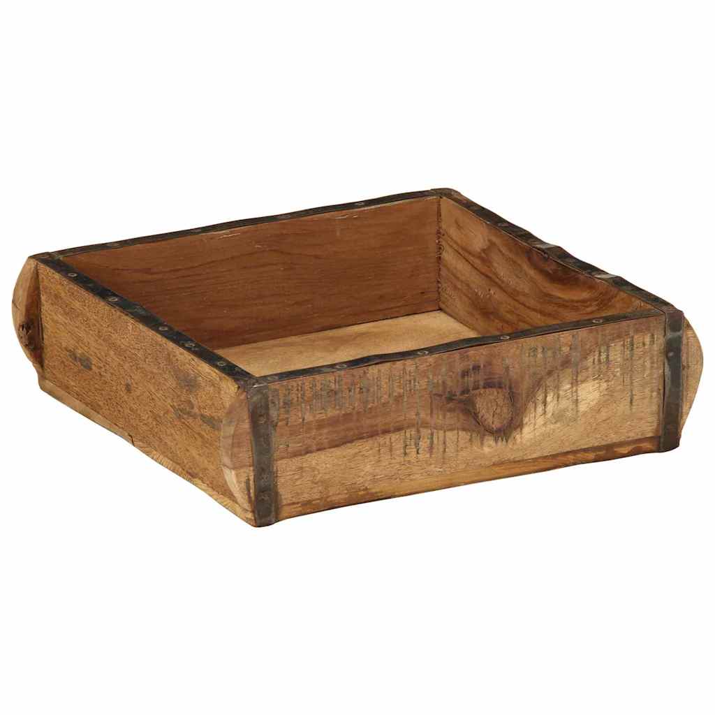 Vidaxxl bandeja marrón 29 x 31 x 10 cm madera maciza reciclada