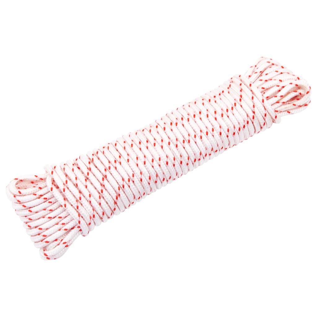 Vidaxl Trekkoord Start Cord Blanco y rojo Ø5 mm 10 M Nylon