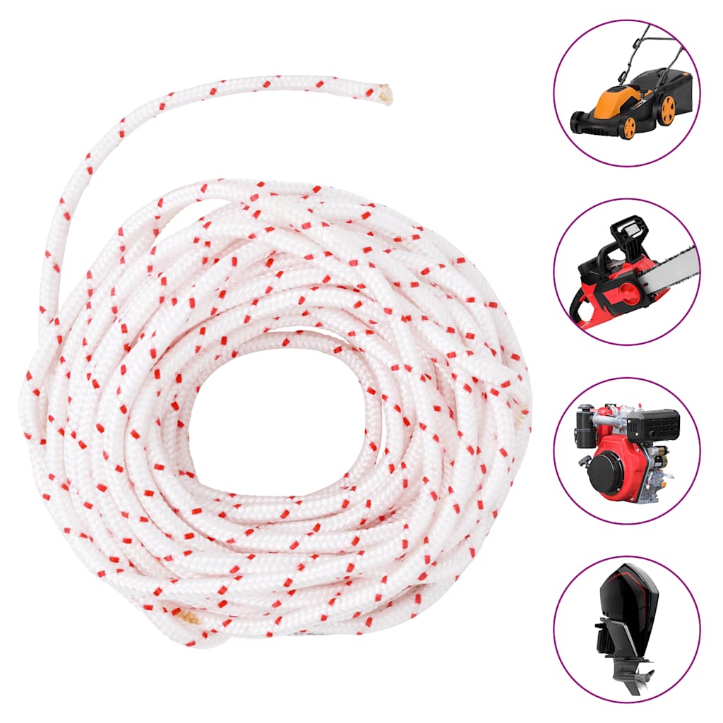 Vidaxl Trekkoord Start Cord White and Red Ø6 mm 10 m Nylon