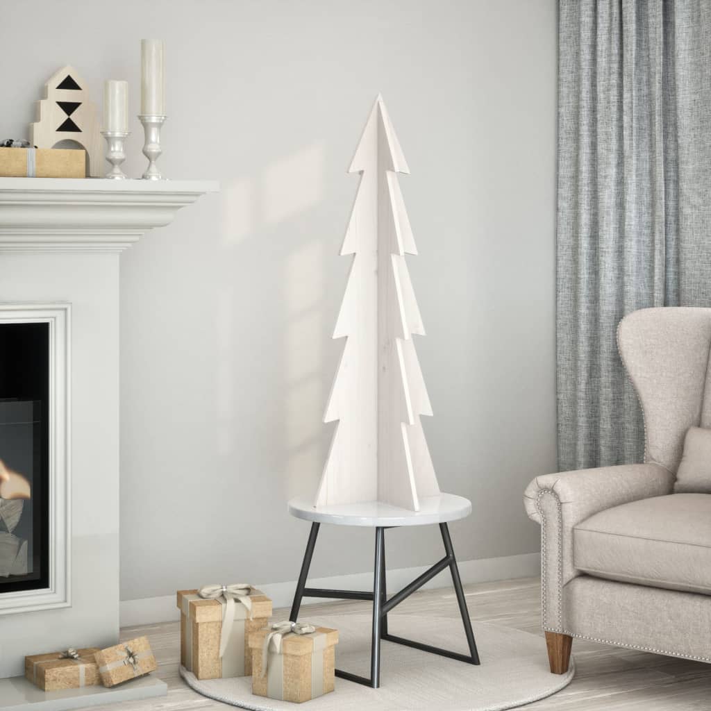 Vidaxl Decoración de Navidad Árbol de Navidad 112 cm Pino sólido White