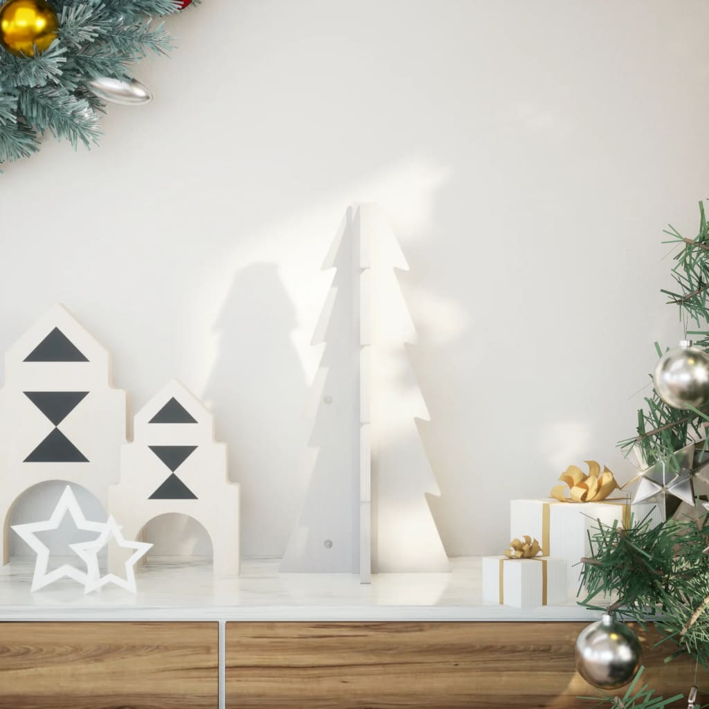 Vidaxl Decoración de Navidad Árbol de Navidad 49 cm Pino sólido White