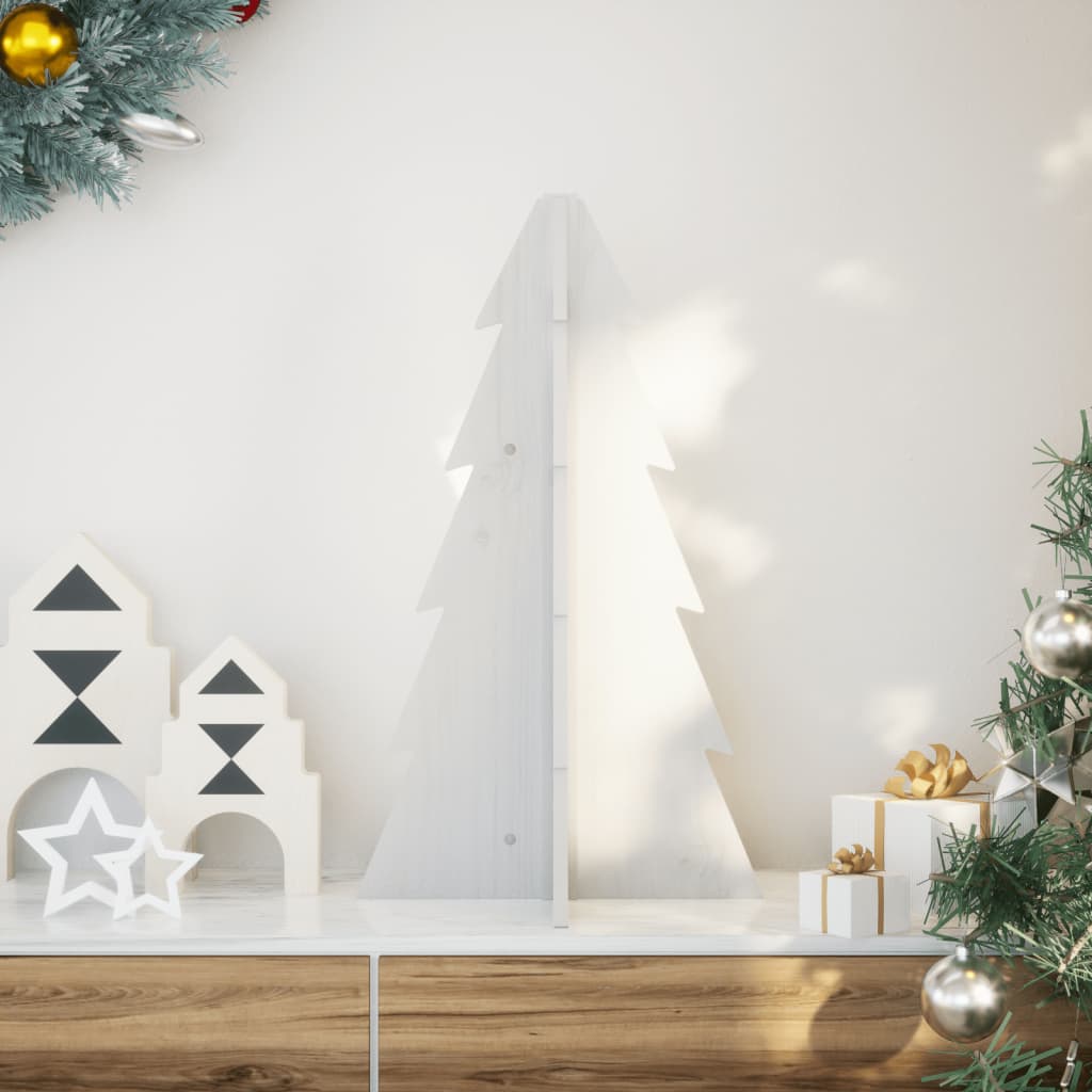 Vidaxl Decoración de Navidad Árbol de Navidad 69.5 cm Pino sólido White