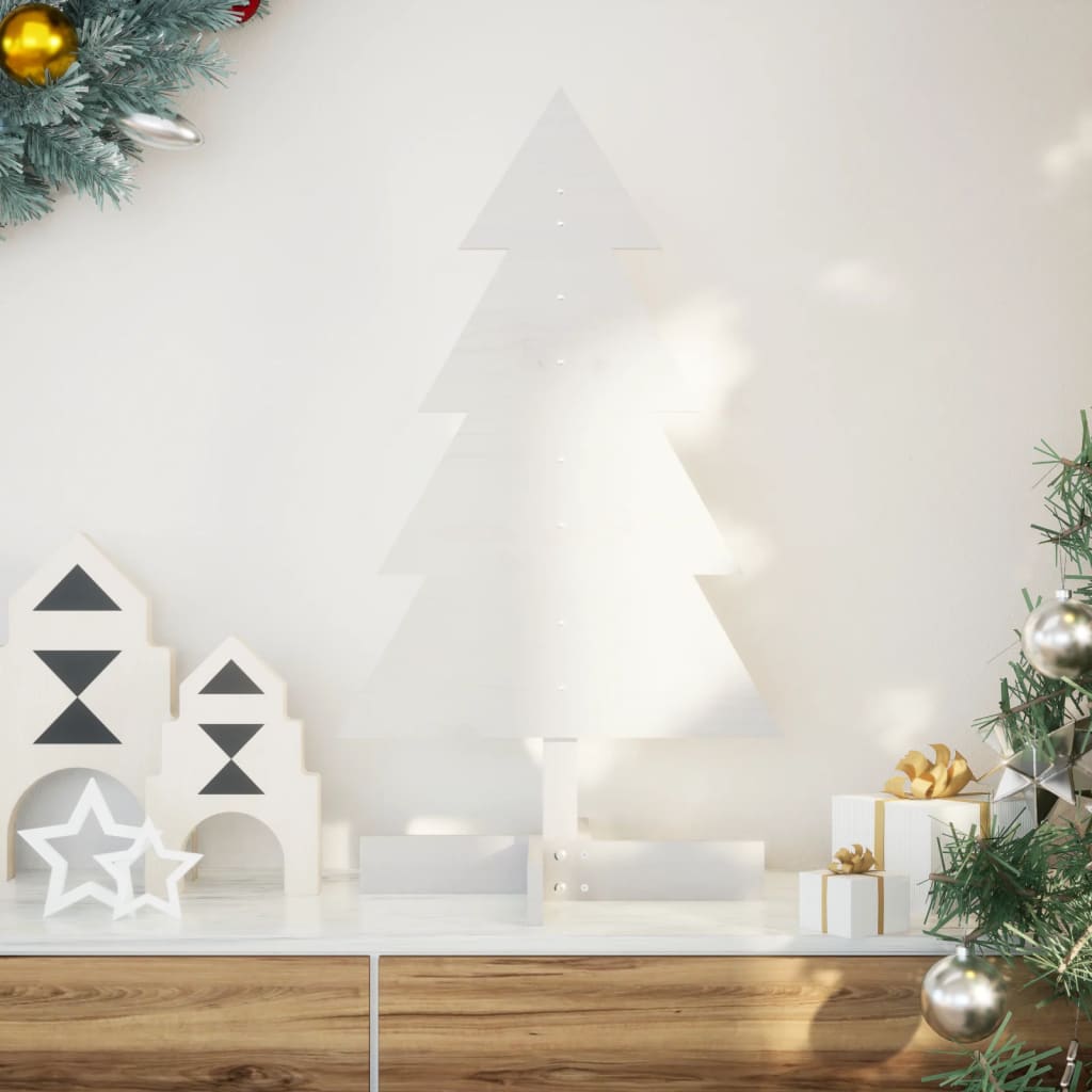 Vidaxl Decoración de Navidad Árbol de Navidad 80 cm Pino sólido White