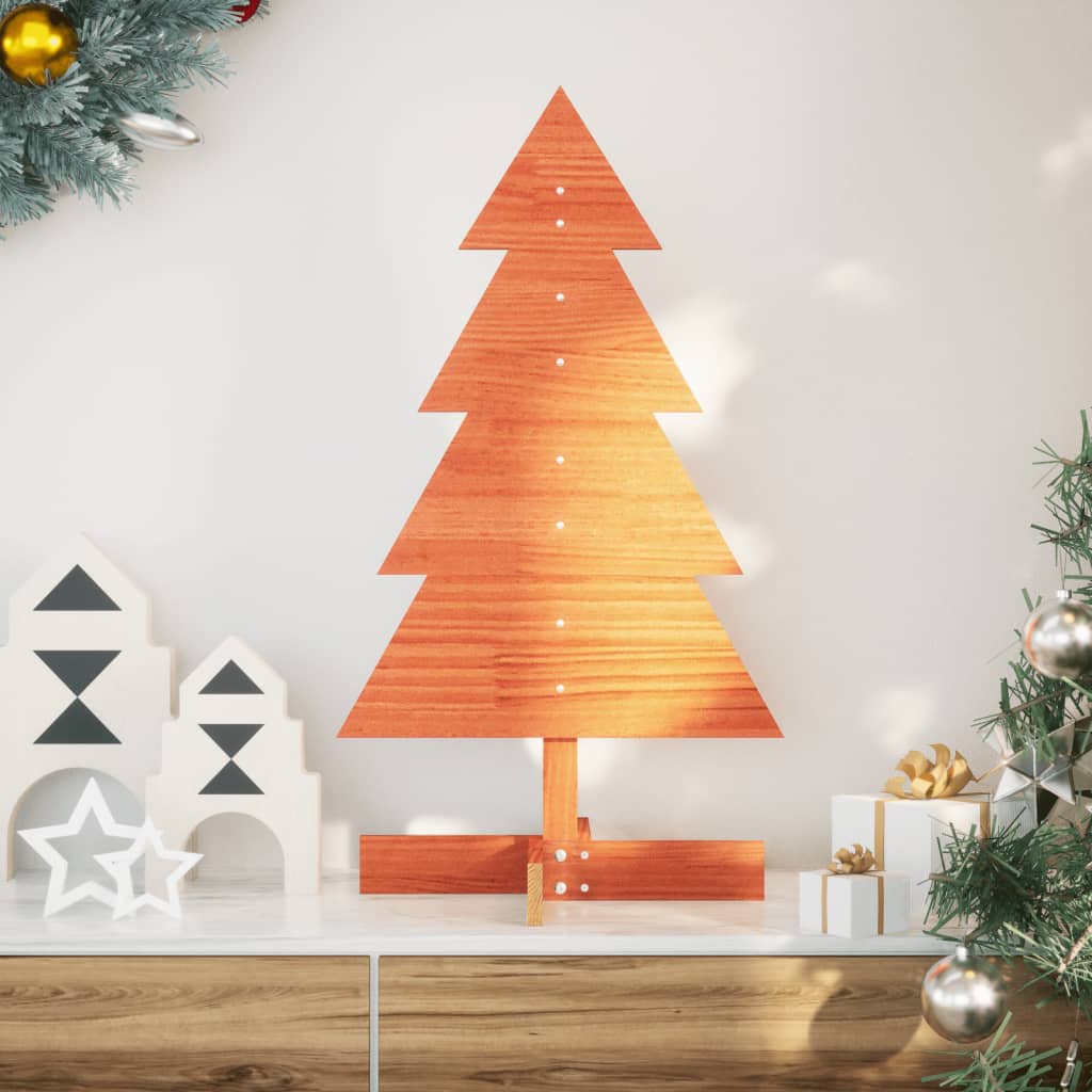 Vidaxl Decoración de Navidad Árbol de Navidad 80 cm Pino sólido Brown
