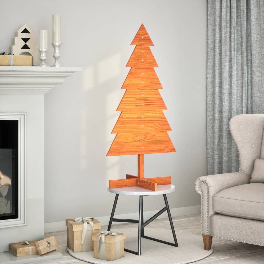 Vidaxl Decoración de Navidad Árbol de Navidad 120 cm Pino sólido Brown