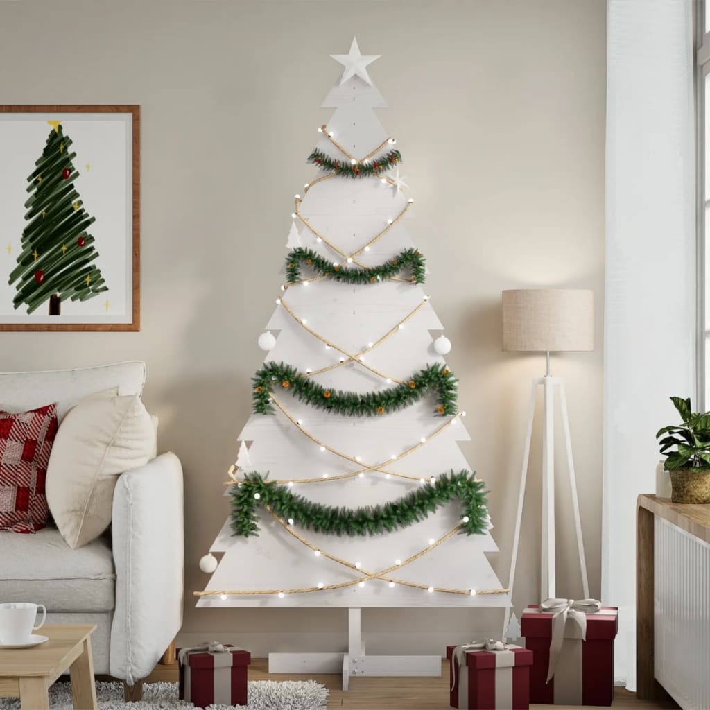 Vidaxl Decoración de Navidad Árbol de Navidad 180 cm Pino sólido White