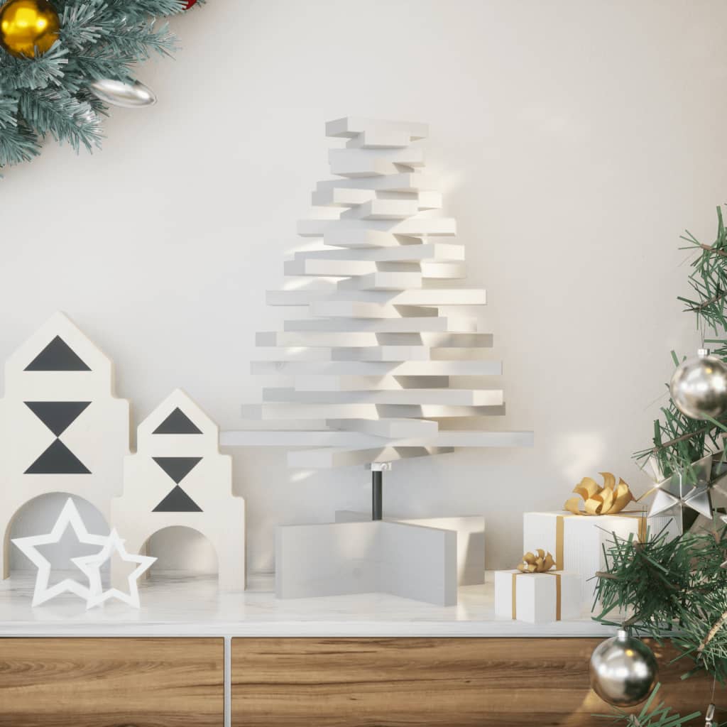 Vidaxl Decoración de Navidad Árbol de Navidad 60 cm Pino sólido White