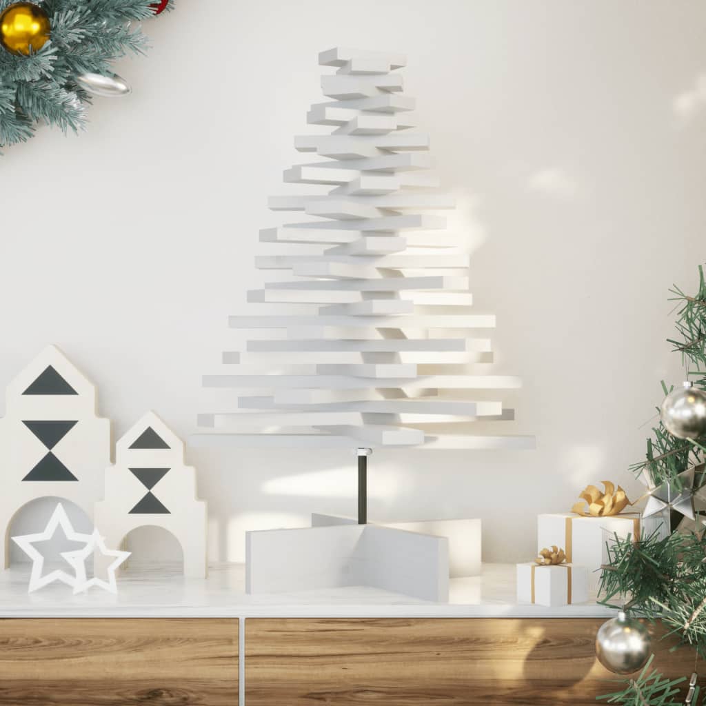 Vidaxl Decoración de Navidad Árbol de Navidad 80 cm Pino sólido White