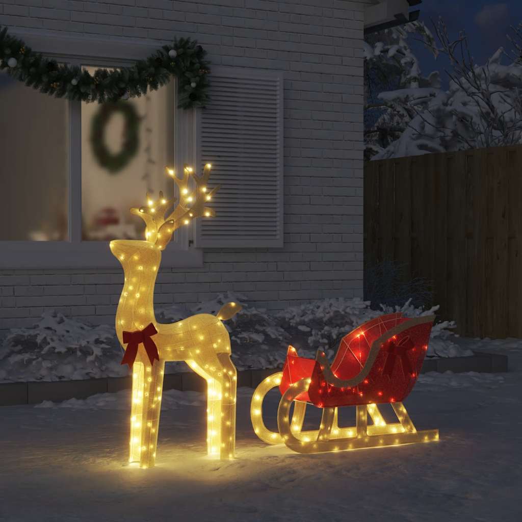Vidaxl decorazione natalizia renna e manica 100 led bianchi caldi
