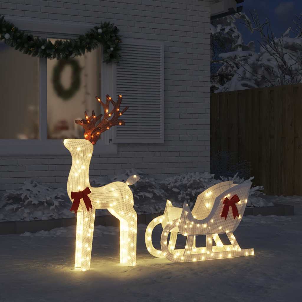 Vidaxl decorazione natalizia renna e manica 100 led bianchi freddi