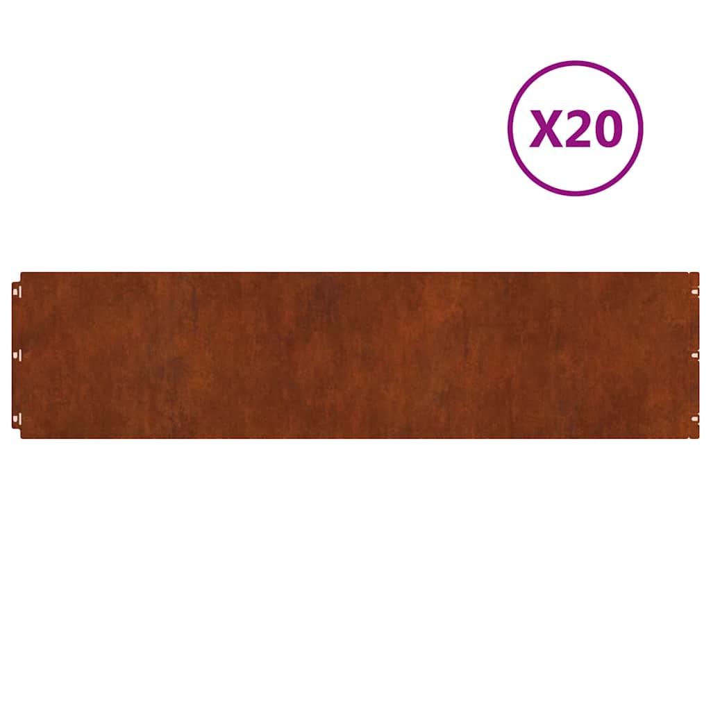 Bordes de hierba de Vidaxl 20 St 25x103 cm de acero meteorológico flexible